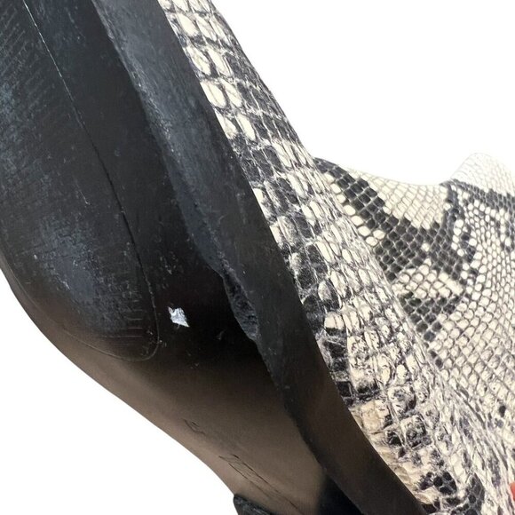 Zara Python Snakeskin Embossed Leather Block Heel Ankle Boots Size 37 US 6.5 - Picture 9 of 13